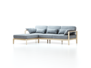 Loungesofa Linera, schmal mit Liegeteil links, Wollstoff Kaland Kiesel (68), Esche