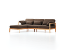 Loungesofa Linera, schmal mit Liegeteil links, Wollstoff Kaland Torf (70), Buche