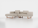 Lounge-Sofa Sereno inkl. 2 Kissen (70x55 cm), B 267 x T 180 cm, Liegeteil links, Kufenfuß, mit Bezug Wollstoff Tano Natur Hell (80), Buche