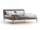 Polsterbett Lorea, Wollstoff Elverum Mocca, Buche