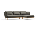 Lorea Lounge-Sofa, Liegeteil rechts, Eiche, mit Bezug Wollstoff Stavang Mocca