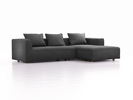 Lounge-Sofa Sereno, bodennah, B297xT180xH71 cm, Sitzhöhe 43 cm, mit Liegeteil rechts inkl. 3 Kissen (70x55 cm), Eiche, Wollstoff Kaland Schiefer
