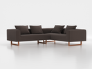 Ecksofa Sereno inkl. 4 Kissen (70x55 cm), Eckteil rechts, B 276 x T 235 cm, Kufenfuß, mit Bezug Wollstoff Tano Natur Dunkel (81), Buche