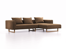 Lounge-Sofa Sereno, B297xT180xH71 cm, Sitzhöhe 43 cm, mit Liegeteil rechts inkl. 3 Kissen (70x55 cm), Kufenfuß Eiche, Wollstoff Stavang Haselnuss