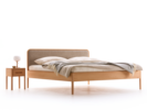 Bett Tenso mit Polsterbetthaupt, 180 x 200, Wollstoff Tano Natur (79), Buche