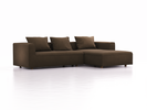 Lounge-Sofa Sereno, bodennah, B297xT180xH71 cm, Sitzhöhe 43 cm, mit Liegeteil rechts inkl. 3 Kissen (70x55 cm), Eiche, Wollstoff Kaland Torf