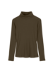Rollkragenshirt aus Bio Baumwolle/Wolle, moor