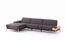 Lounge-Sofa Alani Liegeteil inkl. fixer Armlehne links, 179x340x82 cm, Sitzhöhe 44 cm, Buche, mit Bezug Wollstoff Stavang Stein