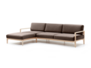 Loungesofa Linera, breit mit Liegeteil links, Wollstoff Kaland Torf, Esche