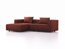 Lounge-Sofa Sereno, bodennah, B267xT180xH71 cm, Sitzhöhe 43 cm, mit Liegeteil links inkl. 2 Kissen (70x55 cm), Buche, Wollstoff Kaland Ziegel