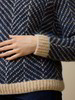 Pullover aus Alpakawolle und Bio-Baumwolle, strick fischgrat blau/weiß