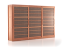 Kleiderschrank Kurido 3-türig, B 360 x T 66,3 x  230 cm, breite Türen, Wollstoff Tano Natur (79), Kernbuche