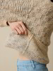 Pullover aus Alpakawolle und Bio-Baumwolle, strick sand/eisblau