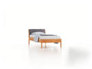 Bett Almeno mit Kopfhaupt inkl. wechselbarer Housse, 90 x 200 cm, Wollstoff Kaland Kiesel (68), Buche