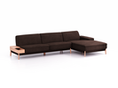 Lounge-Sofa Alani Liegeteil inkl. fixer Armlehne rechts, 340x179x82 cm, Sitzhöhe 44 cm, Buche, mit Bezug Wollstoff Stavang Torf