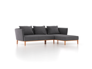 Lounge-Sofa Lorea Breite 265 cm, Liegeteil rechts, mit Bezug Wollstoff Kaland Kiesel (68), Buche