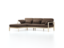 Loungesofa Linera, schmal mit Liegeteil links, Wollstoff Kaland Torf (70), Esche