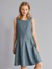 Kleid-godets, denim chambray