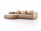 Lounge-Sofa Sereno, bodennah, B297xT180xH71 cm, Sitzhöhe 43 cm, mit Liegeteil links inkl. 3 Kissen (70x55 cm), Eiche, Wollstoff Kaland Haselnuss