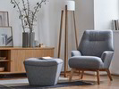 Fauteuil Coppa & Hocker Coppini, Wollstoff Elverum Mocca, Buche