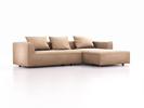 Lounge-Sofa Sereno, bodennah, B297xT180xH71 cm, Sitzhöhe 43 cm, mit Liegeteil rechts inkl. 3 Kissen (70x55 cm), Buche, Wollstoff Kaland Haselnuss