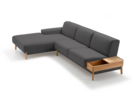 Lounge-Sofa Alani Liegeteil inkl. fixer Armlehne links, Buche, mit Bezug Leinenstoff Lino Anthrazit
