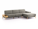 Lounge-Sofa Alani Liegeteil inkl. fixer Armlehne rechts, 300x179x82 cm, Sitzhöhe 44 cm, Eiche, mit Bezug Wollstoff Elverum Mocca