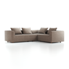 Ecksofa Sereno inkl. 4 Kissen (70x55 cm), Eckteil rechts, B 276 x T 235 cm, Bodennah, mit Bezug Wollstoff Tano Natur (79), Eiche