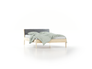 Bett Almeno mit Kopfhaupt inkl. abnehmbare Housse, 140 x 200 cm, Wollstoff Stavang Kiesel (62), Esche