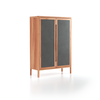 Vitrine Tenso, H= 142.4, Türfüllung Wollstoff Elverum Mocca (73), Kernbuche