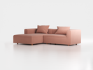 Lounge-Sofa Sereno  inkl. 2 Kissen (70x55 cm), B 267 x T 180 cm, Liegeteil links, Bodennah, mit Bezug Wollstoff Elverum Ziegel (85), Buche