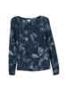 Bluse-Langarm-bedruckt, blumendruck dunkelblau