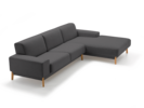Lounge-Sofa Alani Liegeteil inkl. fixer Armlehne rechts, Buche, mit Bezug Leinenstoff Lino Anthrazit