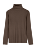 Rollkragenshirt aus Bio Wolle, walnuss melange