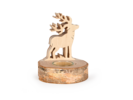 Teelichthalter Elch aus Laubholz mit Rinde
