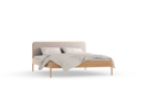 Bett Tenso mit Polsterbetthaupt, 180 x 200, Wollstoff Tano Natur (79), Buche