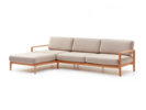 Loungesofa Linera, breit mit Liegeteil links, Wollstoff Elverum Haselnuss, Buche