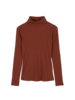 Rollkragenshirt aus Bio Baumwolle/Wolle, kastanie