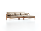 Loungesofa Linera, schmal mit Liegeteil rechts, Wollstoff Stavang Sand (66), Eiche