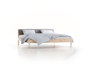 Bett Almeno mit Kopfhaupt inkl. abnehmbare Housse, 200 x 200 cm, Wollstoff Stavang Kiesel (62), Zirbe