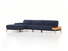 Lounge-Sofa Alani, B 340 x T 179 cm, Liegeteil links, Sitzhöhe in cm 44, mit Bezug Wollstoff Elverum Ozean (75), Buche