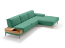 Lounge-Sofa Alani Liegeteil inkl. fixer Armlehne rechts, Buche, mit Bezug Wollstoff Tartini Rosmarin