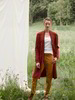 Lange Strickjacke-Blockstreifen, rostrot & Chino, cognac