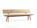 Polsterbank Mirato mit Rückenlehne, Buche, Bezug Wollstoff Stavang Sand, L 240 x T 56,5 x H 86 cm
