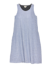 Kleid- A-Linie, streifen plissiert blau