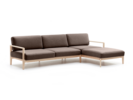 Loungesofa Linera, breit mit Liegeteil rechts, Wollstoff Kaland Torf, Esche