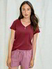 Schlafshort-Karo, karo cranberry & Kurzarm-Shirt, cranberry