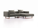 Lounge-Sofa Sereno, B267xT180xH71 cm, Sitzhöhe 43 cm, mit Liegeteil rechts inkl. 2 Kissen (70x55 cm), Kufenfuß Buche, Wollstoff Elverum Mocca