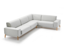 Ecksofa Alani, Buche, mit Bezug Wollstoff Tartini Dolomit