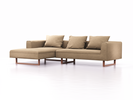 Lounge-Sofa Sereno, B297xT180xH71 cm, Sitzhöhe 43 cm, mit Liegeteil links inkl. 3 Kissen (70x55 cm), Kufenfuß Buche, Wollstoff Stavang Sand
